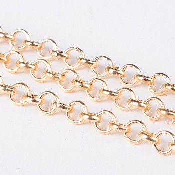 Iron Rolo Chains, Belcher Chain, Unwelded, with Spool, Long-Lasting Plated, Light Gold, 5x1.5mm, about 328.08 Feet(100m)/roll