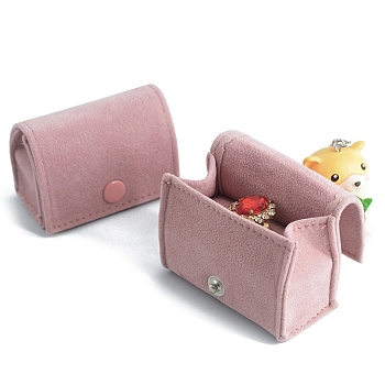 Veleteen Ring Storage Boxes, Portable Travel Jewelry Case for Rings, Earring Studs, Bag Shape, Flamingo, 6x3x4cm