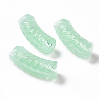 Two Tone Opaque Acrylic Beads, Curved Tube, Aquamarine, 35x14x11.5mm, Hole: 3.2mm, about 152pcs/500g