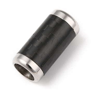 304 Stainless Steel Magnetic Clasps with Glue-in Ends, Column, Electrophoresis Black & Stainless Steel Color, 21x10mm, Hole: 6mm