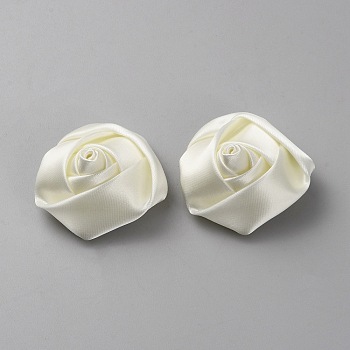 Silk Ribbon Flower, Hair Accessories, Light Yellow, 42~44x27mm