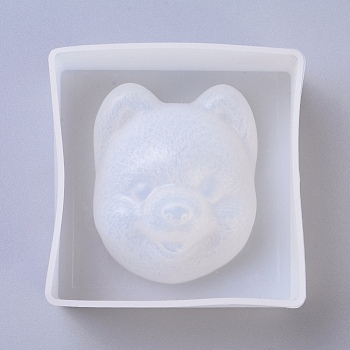 Puppy Silicone Molds, Resin Casting Molds, For UV Resin, Epoxy Resin Jewelry Making, Dog Head, White, 71x71x32mm