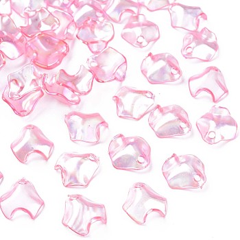 Transparent Acrylic Pendants, AB Color Plated, Petal, Pearl Pink, 15.5x15x5mm, Hole: 2mm, about 2200pcs/500g