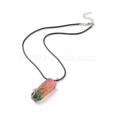 Natural Quartz Crystal Bullet with Tree of Life Pendants Necklace(NJEW-JN03876)-4