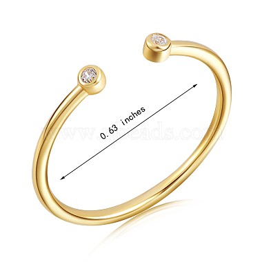 925 Sterling Silver Minimalist Open Cuff Ring with Clear Cubic Zironia for Women(JR871A)-3