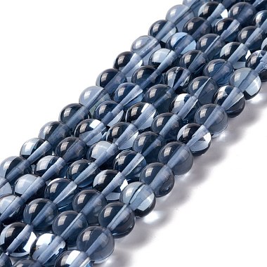 Prussian Blue Round Moonstone Beads