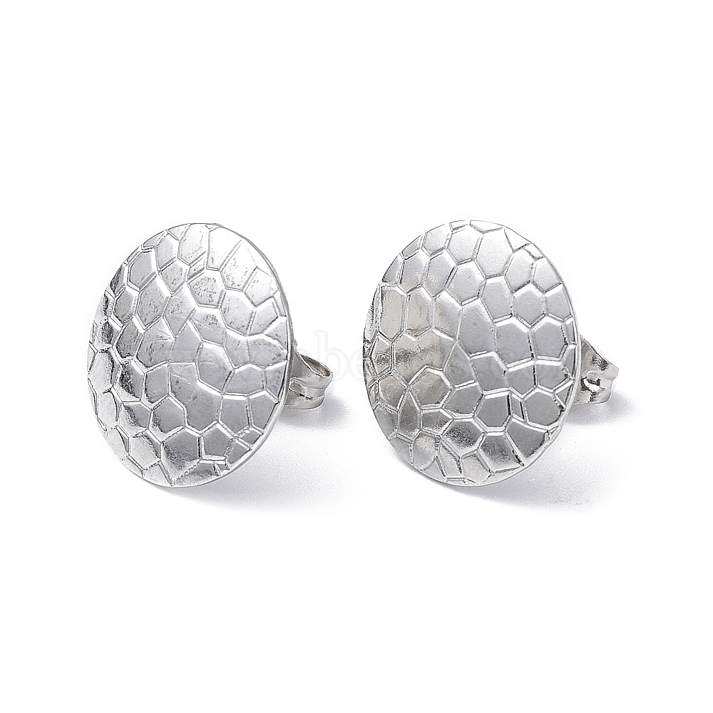 Women's Textured Circular Stud Earrings