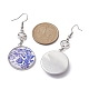 Blue Glass Flat Round & Alloy Star Dangle Earrings(EJEW-JE05402)-3
