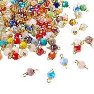 300Pcs 3 Style Faceted Rondelle & Cube Glass Links Connectors, with Golden Plated Alloy and Brass Findings, Mixed Color, 100pcs/style(PALLOY-SZ0001-22)