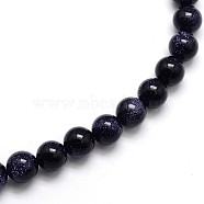Synthetic Blue Goldstone Round Beads Strands, 6mm, Hole: 1mm, about 65pcs/strand, 15.5 inch(X-G-O047-11-6mm)