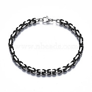 Ion Plating(IP) Two Tone 201 Stainless Steel Byzantine Chain Bracelet for Men Women, Nickel Free, Electrophoresis Black, 8-1/2 inch(21.5cm)(BJEW-S057-95A)