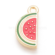 Alloy Enamel Pendants, Watermelon, Red, 17x8x2mm, Hole: 2mm(ENAM-Q425-26)