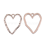Alloy Hollow Pendants, Textured, Heart, Platinum, 35x30x1.5mm, Hole: 4x3mm(FIND-WH0100-30P)