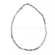 304 Stainless Steel Oval Link Chain Necklace for Men Women, Stainless Steel Color, 25.59 inch(65cm)(NJEW-P272-01P)