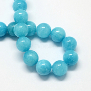 Natural Dyed Yellow Jade Gemstone Bead Strands, Round, Dodger Blue, 6mm, Hole: 1mm, about 66pcs/strand, 15.7 inch(X-G-R271-6mm-Y05)