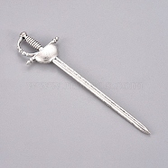 Tibetan Style Alloy Big Pendants, Long Swords, for Crafting, Pendant Making, Antique Silver, 85x22.5x5.3mm, Hole: 11x4.5mm(PALLOY-TAC0011-18AS)