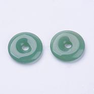 Natural Green Aventurine Pendants, Donut/Pi Disc, Donut Width: 11~12mm, 28~30x5~6mm, Hole: 6mm(G-F524-B11)