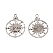 Tibetan Style Alloy Pendants, Lead Free & Cadmium Free, Compass, Antique Silver, 36x27x1.5mm, Hole: 3mm, about 295pcs/1000g(TIBEP-12682-AS-RS)