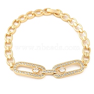 Golden Brass Micro Pave Cubic Zirconia Link Bracelets, Oval, 7-1/8 inch(18cm), Link: 25x10x4mm(BJEW-P314-A03-G)