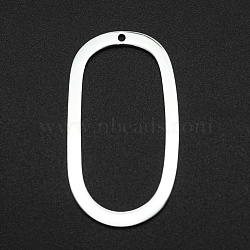 201 Stainless Steel Open Back Bezel Pendants, For DIY UV Resin, Epoxy Resin, Pressed Flower Jewelry, Oval, Laser Cut, Stainless Steel Color, 34.5x19x1mm, Hole: 1.2mm(STAS-R111-LA079)