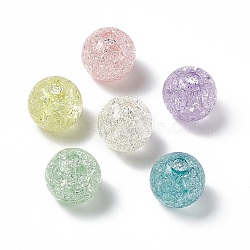 Transparent Crackle Acrylic Bead, Round, Random Color, 14x12.5mm, Hole: 3.7mm, 375pcs/500g(OACR-H019-02)
