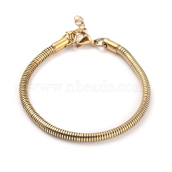 Ion Plating(IP) 304 Stainless Steel Round Snake Chain Bracelets, with Lobster Claw Clasps, Golden, 8-1/4 inch(21cm)(BJEW-O186-08C-G)