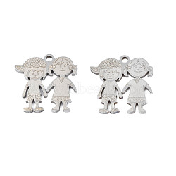 201 Stainless Steel Pendants, Girl, Stainless Steel Color, 16x15.5x1mm, Hole: 1.5mm(STAS-N091-147P)