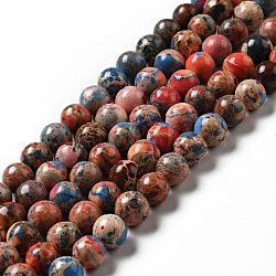 Natural Imperial Jasper Beads Strands, Dyed, Round, FireBrick, 8~8.5mm, Hole: 1mm, about 46pcs/strand, 14.88''(37.8cm)(G-A175B-8mm-11)