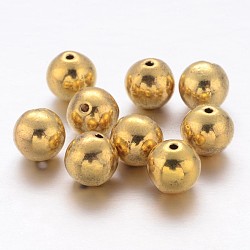 Tibetan Style Alloy Beads, Round, Lead Free and Cadmium Free, Antique Golden, 8mm, Hole: 1mm(GLFH10132Y)