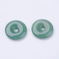 Natural Green Aventurine Pendants, Donut/Pi Disc, Donut Width: 11~12mm, 28~30x5~6mm, Hole: 6mm(G-F524-B11)