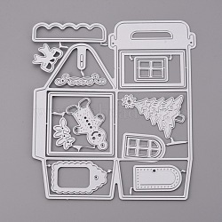 3D Christmas House Frame Carbon Steel Cutting Dies Stencils, for DIY Scrapbooking/Photo Album, Decorative Embossing DIY Paper Card, Matte Platinum Color, 163x137x1mm(DIY-F050-02)