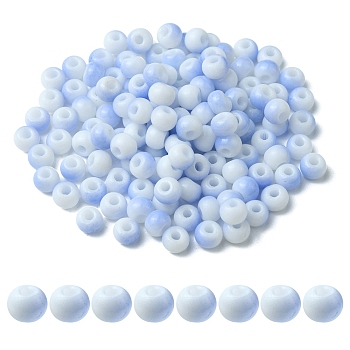 6/0 Opaque Glass Seed Beads, Round Hole, Rondelle, Light Steel Blue, 4~4.5x3~4mm, Hole: 0.8~1.5mm, 10g/box