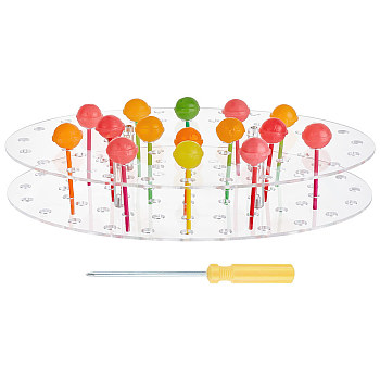 Oval Acrylic Lollipop Display Risers, Lollipop Holder, Clear, Finish Product: 32x26x1.65cm