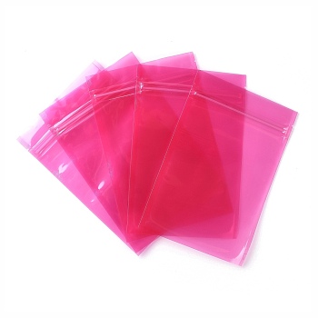 Plastic Transparent Zip Lock Bag, Storage Bags, Self Seal Bag, Top Seal, Rectangle, Deep Pink, 18x12x0.15cm, Unilateral Thickness: 3.1 Mil(0.08mm)