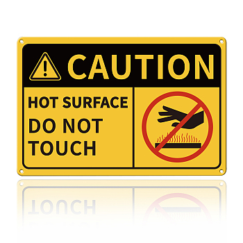 UV Protected & Waterproof Aluminum Warning Signs, CAUTION HOT SURFACE DO NOT TOUCH, Yellow, 200x300x9mm
