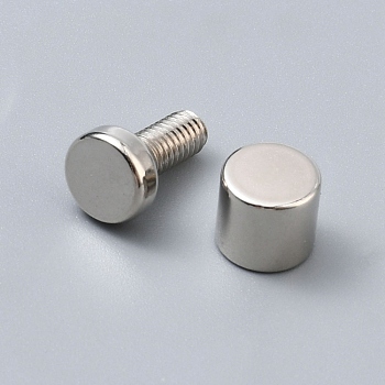 Carbon Steel Screws, with Nuts, Column, Stainless Steel Color, 12.5x8mm