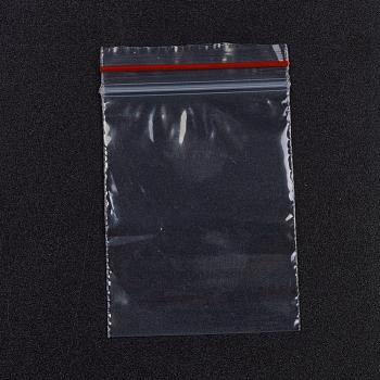 Plastic Zip Lock Bags, Resealable Packaging Bags, Top Seal, Self Seal Bag, Rectangle, Red, 6x4cm, Unilateral Thickness: 1.8 Mil(0.045mm), 100pcs/bag