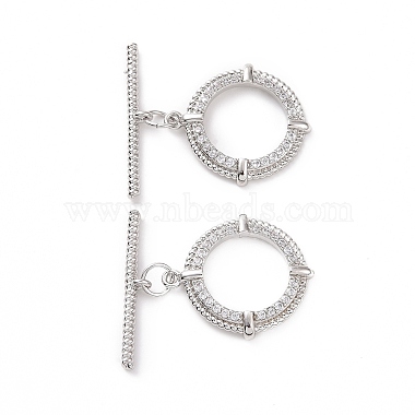 Brass Micro Pave Clear Cubic Zirconia Toggle Clasps(KK-E068-VC175)-2