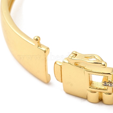 Brass Hollow Square Hinged Bangle with Cubic Zirconia for Women(BJEW-K229-03G)-4