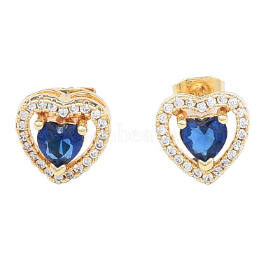 Cubic Zirconia Heart Stud Earrings(EJEW-N011-59E)-2