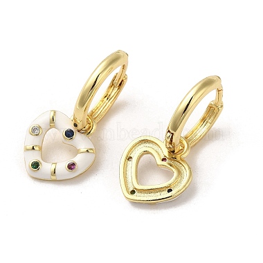 Heart Real 18K Gold Plated Brass Dangle Hoop Earrings(EJEW-L268-038G-05)-2