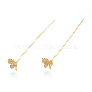 Brass Butterfly Head Pins(KK-N259-44)-2
