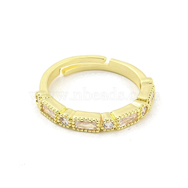 Rectangle & Flat Round Brass Micro Pave Clear Cubic Zirconia Adjustable Rings(RJEW-G309-20G)-2