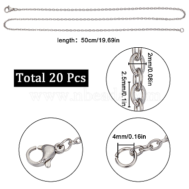 20pcs 304 ensemble de colliers en chaîne torsadée en acier inoxydable(STAS-SC0006-22P)-2