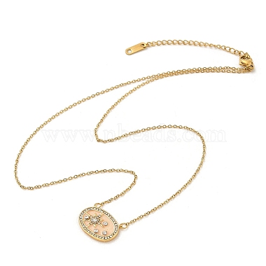 Brass Micro Pave Cubic Zirconia Star Oval Pendant Necklaces(NJEW-R018-04G-01)-4