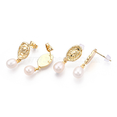 Natural Pearl Dangle Stud Earrings(PEAR-N020-06M)-4