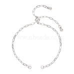 2.5MM 304 Stainless Steel Paperclip Chain Slider Bracelet Making, with Brass Beads, Stainless Steel Color, 10-1/4 inch(26cm)(X-AJEW-JB01402)