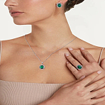 Oval Glass Pendant Necklaces & Stud Earrings & Cuff Ring Sets, Zinc Alloy Jewelry Set, Platinum, 398mm(SJEW-LP0001-55)