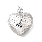 Brass Pendants, Heart Charms, with Jump Rings, Cadmium Free & Lead Free, Long-Lasting Plated, Rack Plating, Platinum, 23x20.5x10.5mm, Hole: 4mm(KK-Z102-09P-02)