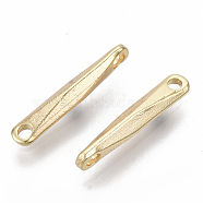 Brass Links connectors, Nickel Free, Bar Shape, Real 18K Gold Plated, 15x2.5x2.5mm, Hole: 1.4mm(KK-S348-483-NF)